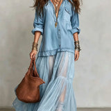 Button-Front Layered Maxi