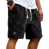 Relaxed Waffle Knit Drawstring Shorts