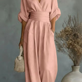 V-Neck Wide-Leg Jumpsuit
