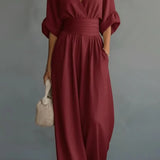 V-Neck Wide-Leg Jumpsuit