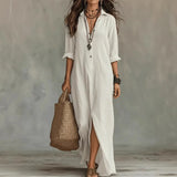 Collared Split Hem Maxi Dress