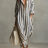 Striped Oversized Shirt Maxi Dress