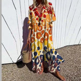 Floral Print V-Neck Long Sleeve Maxi Dress