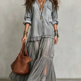 Button-Front Layered Maxi