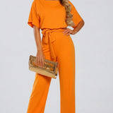 Jumpsuit with Belt and Wide Legs