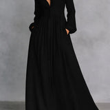 Long Sleeve Button-Front Maxi Dress