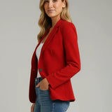 Single-Button Notched Lapel Blazer