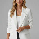 Single-Button Notched Lapel Blazer