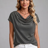 Cowl Neck Draped Front Blouse