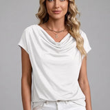 Cowl Neck Draped Front Blouse