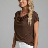 Cowl Neck Draped Front Blouse