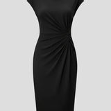 Knee-Length Gathered Waist Dress