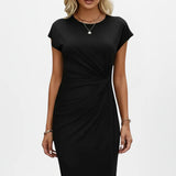 Knee-Length Gathered Waist Dress