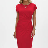 Knee-Length Gathered Waist Dress