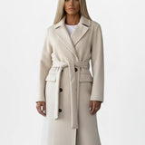 Double-Breasted Long Coat with Belt