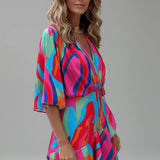 Batwing Tie-Waist Mini Dress