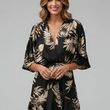 Batwing Tie-Waist Mini Dress