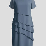 Short Sleeve Layered Front Dress
