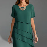 Short Sleeve Layered Front Dress