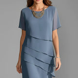 Short Sleeve Layered Front Dress