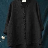 Casual Ruffle Button-Front Shirt