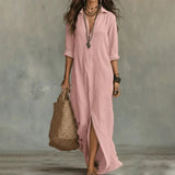 Collared Split Hem Maxi Dress