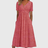 Short-Sleeve A-Line Midi Dress