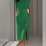 Structured Round Neck Midi Dress