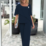 Cape Top and Trouser Two-Piece Set