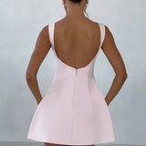 Boat Neck Bubble Mini Dress