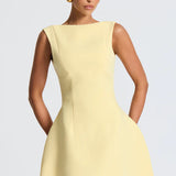 Boat Neck Bubble Mini Dress
