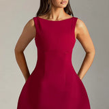 Boat Neck Bubble Mini Dress