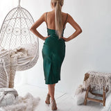 Cowl Neck Satin Midi Dress