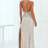 V-Neck Sequin Gown