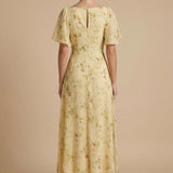 Floral Flutter Sleeve Maxi Dress