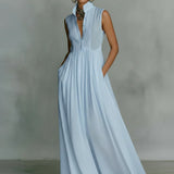 Sleeveless Stand Neck Maxi Dress