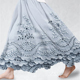 Eyelet Scalloped Maxi Skirt