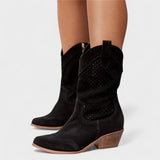 Perforated Mid-Calf Cowboy Boots