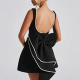 Pearl Bow Mini Dress