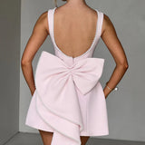 Pearl Bow Mini Dress