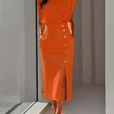Structured Round Neck Midi Dress