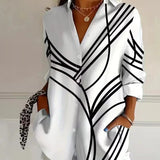 Long-Sleeve Abstract Stripe Blouse