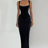 Lace-Up Corset Maxi Dress
