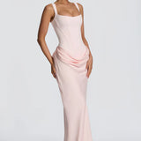 Lace-Up Corset Maxi Dress