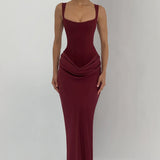 Lace-Up Corset Maxi Dress