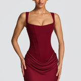 Lace-Up Corset Maxi Dress