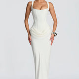 Lace-Up Corset Maxi Dress