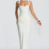 Lace-Up Corset Maxi Dress