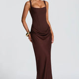Lace-Up Corset Maxi Dress