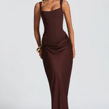 Lace-Up Corset Maxi Dress